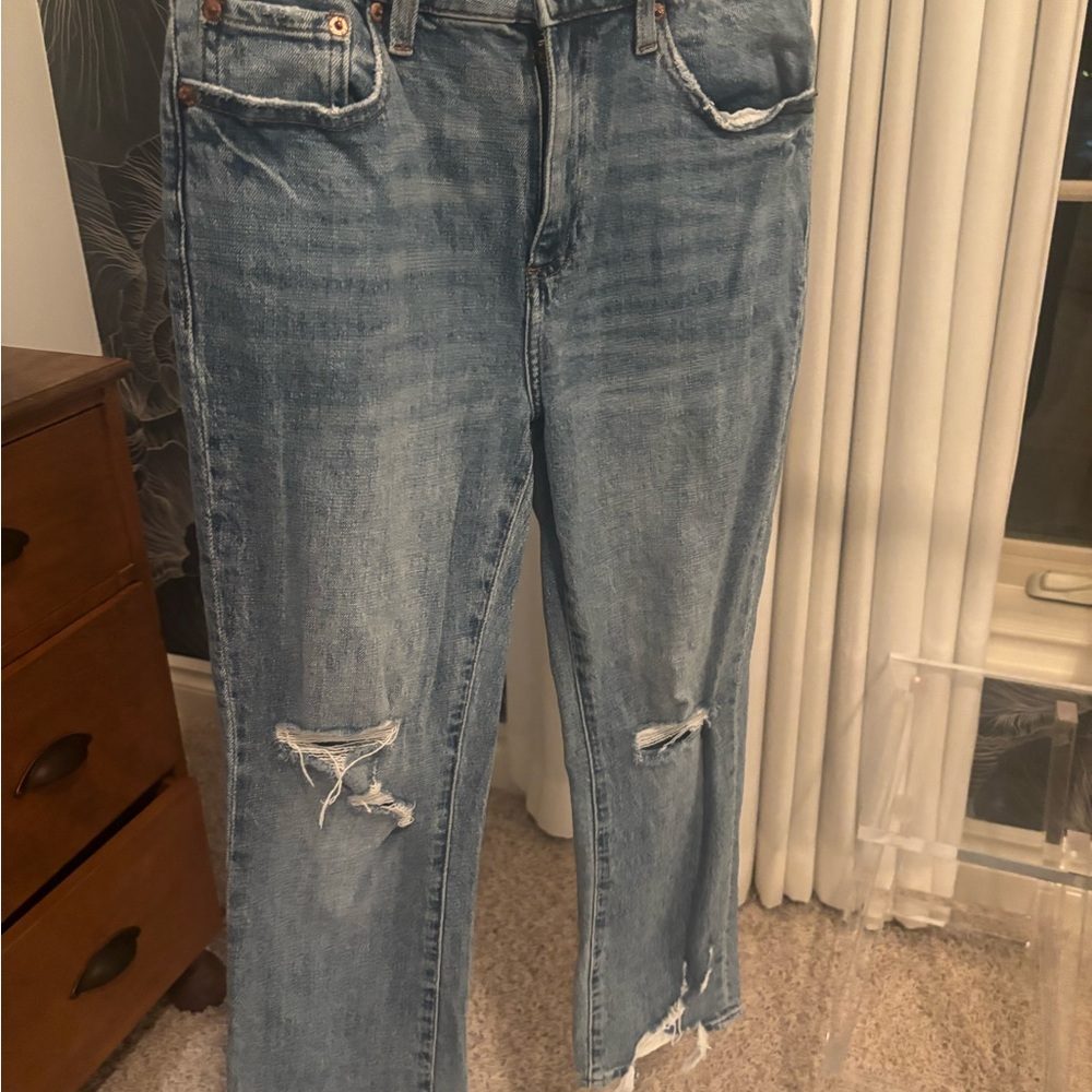 Pistola Lennon distressed high waist boot cut jean sz 27. Grove distressed color